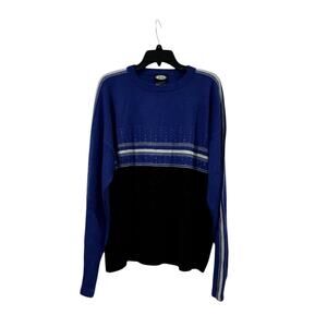 Men’s Vintage Blue & Black Meister Crewnexk Wool Blend Pullover: Size M